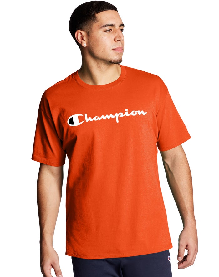 Champion Classic Jersey Script Logo Erkek Tişört Turuncu ( FPLJWS752 )